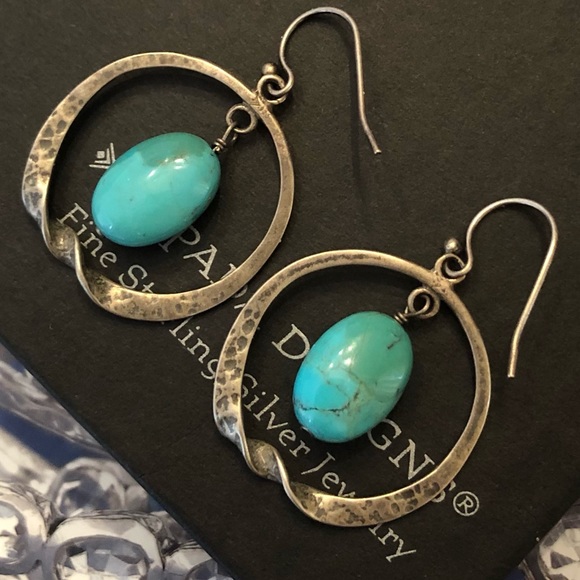 Vintage Silpada Sterling Silver Turquoise Earrings - Picture 9 of 14